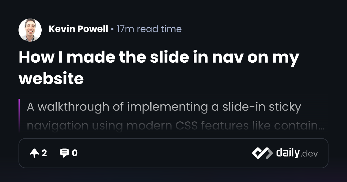 How I made the slide in nav on my website | daily.dev