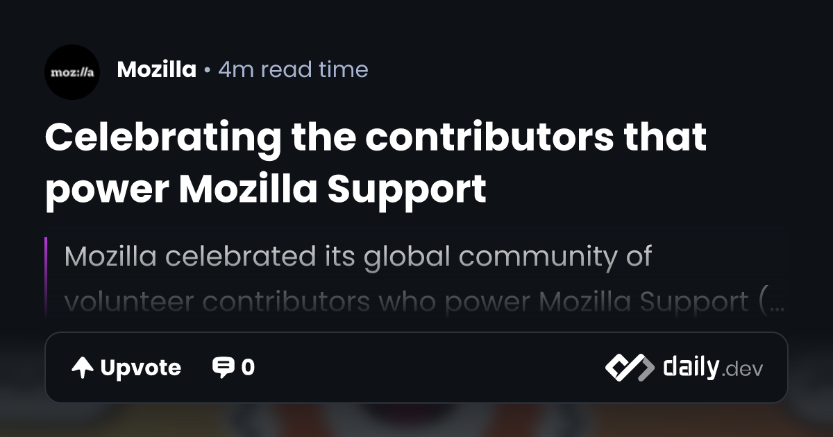 Celebrating the contributors that power Mozilla Support