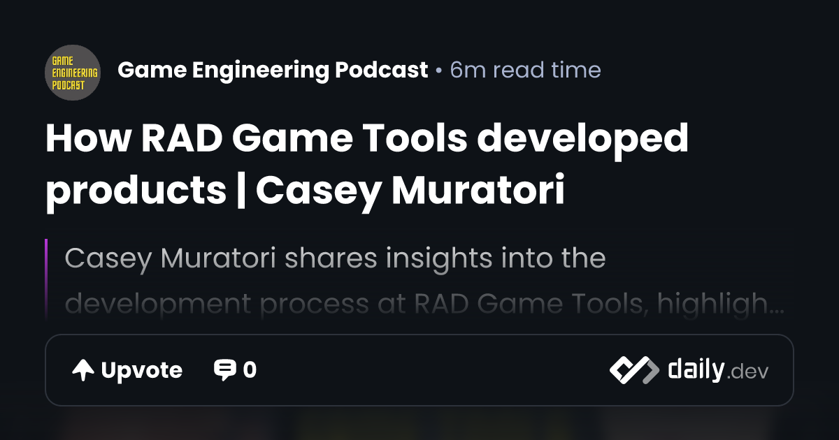 How RAD Game Tools developed products | Casey Muratori