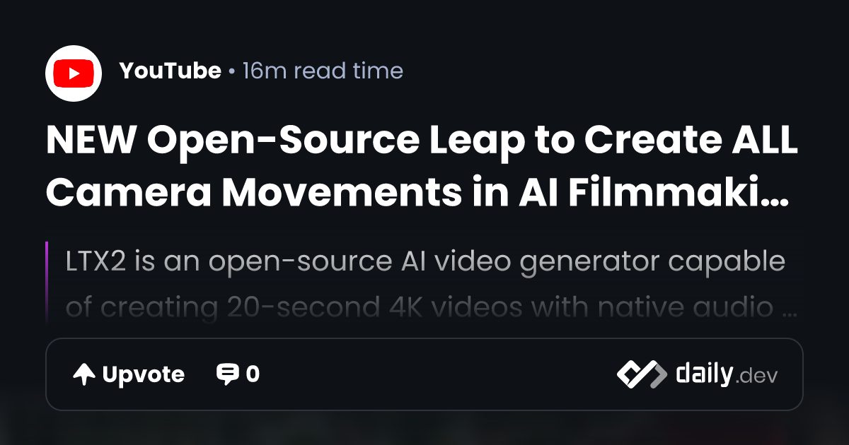 NEW Open-Source Leap to Create ALL Camera Movements in...