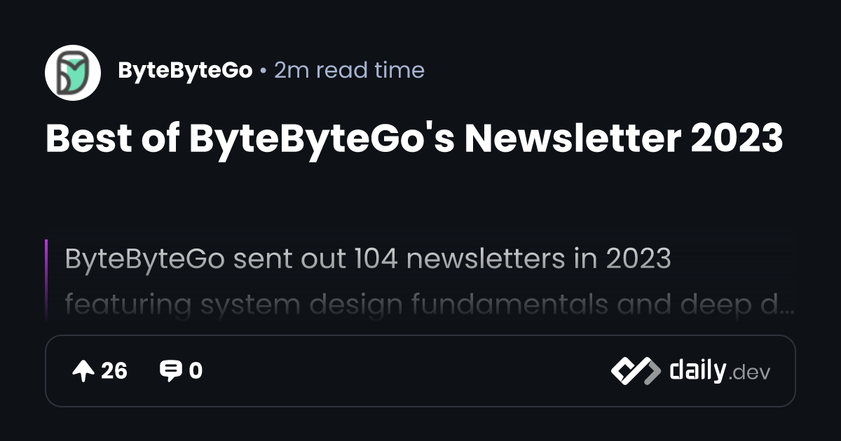 Best of ByteByteGo's Newsletter 2023 | daily.dev