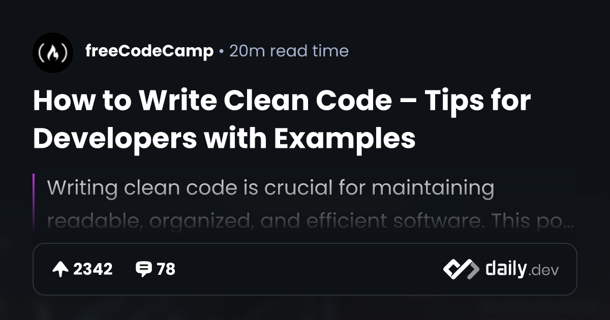 How to Write Clean Code – Tips for Developers with Examples