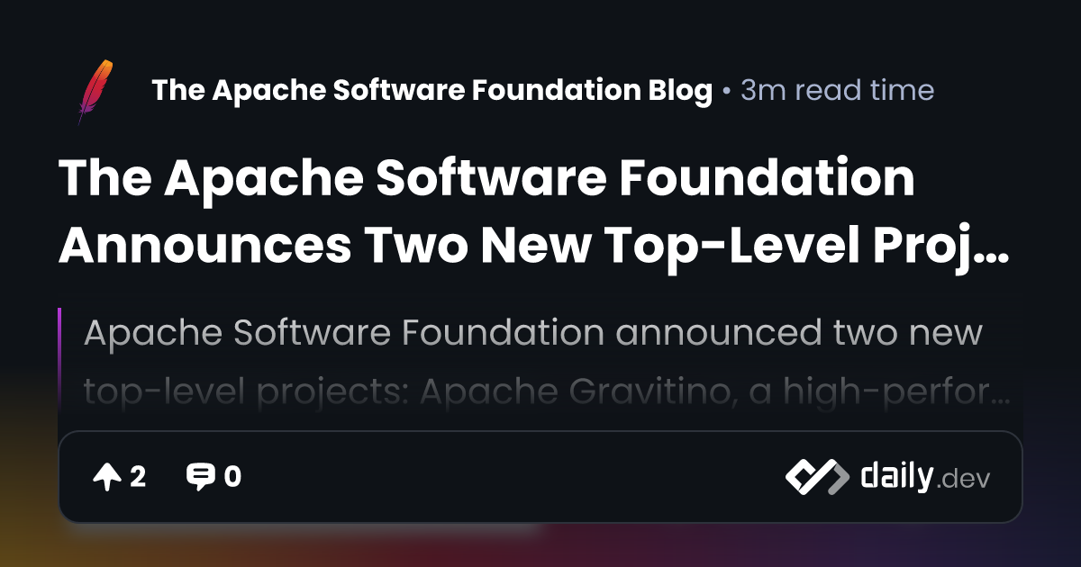 The Apache Software Foundation Announces Two New Top-Level Projects ...