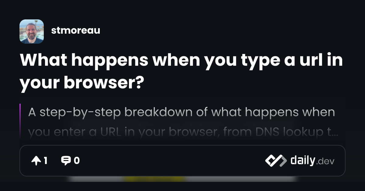 What happens when you type a url in your browser? | daily.dev