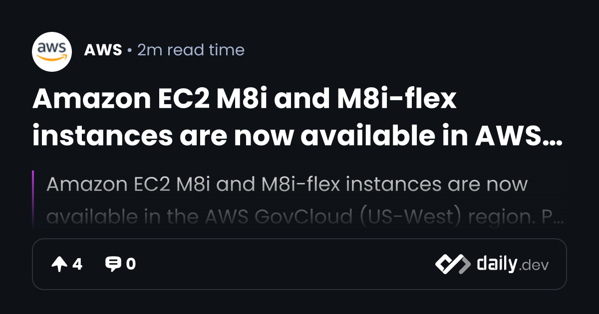 Amazon EC2 M8i and M8i-flex instances are now available...