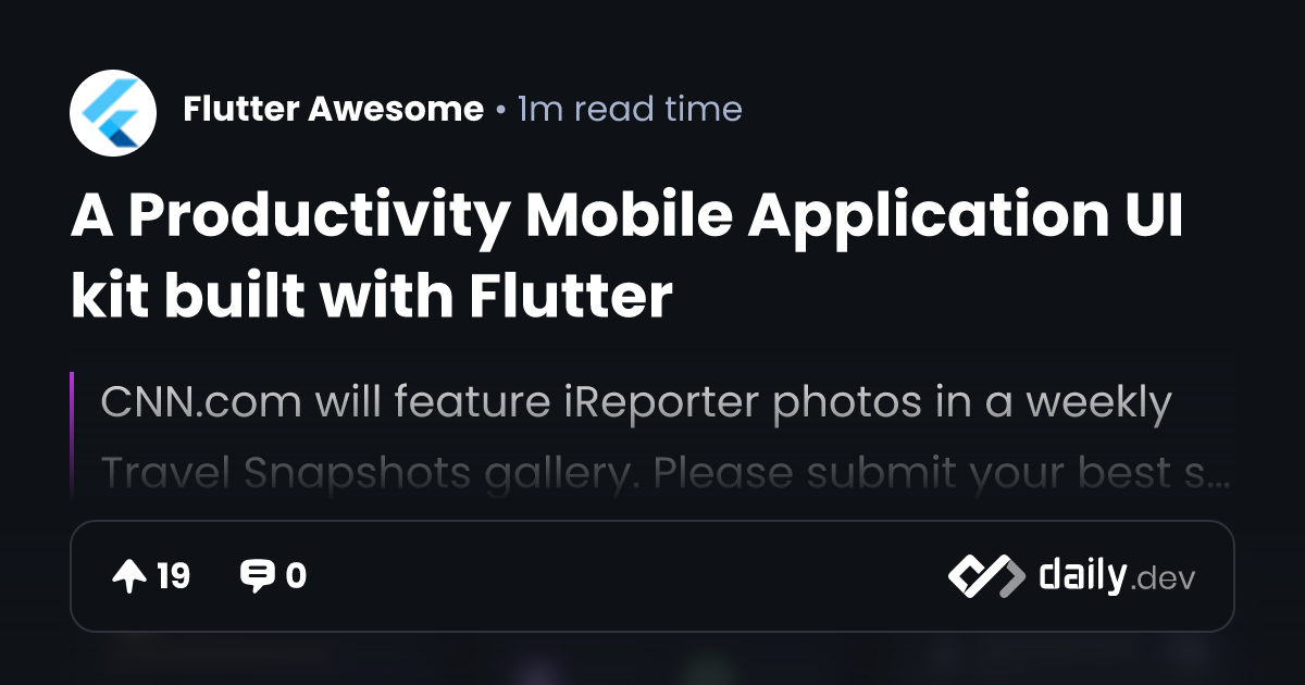 A Productivity Mobile Application UI kit built with Flutter