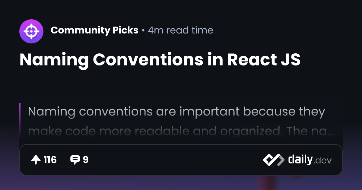 Naming Conventions in React JS daily.dev