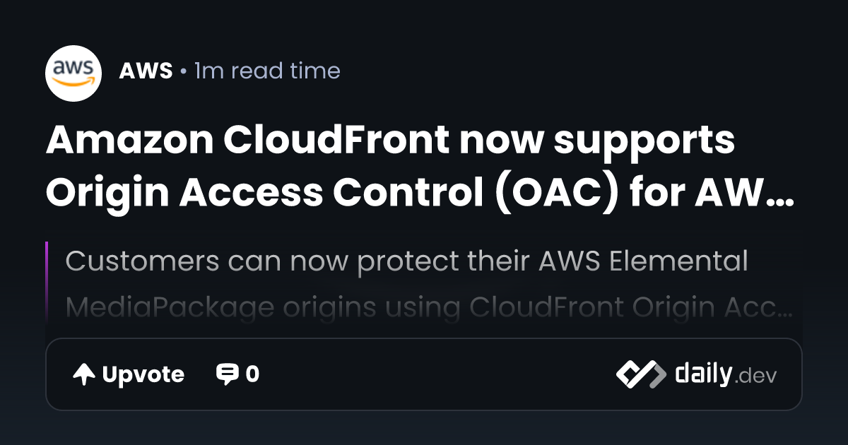 Amazon CloudFront now supports Origin Access Control...