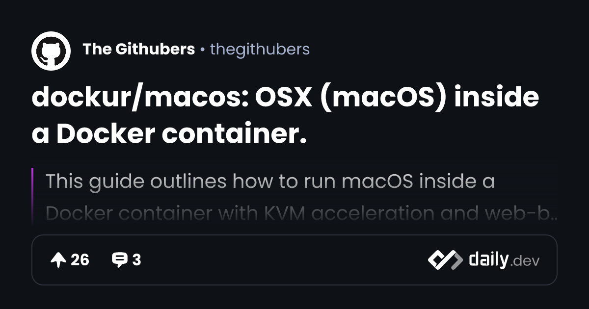 dockur/macos: OSX (macOS) inside a Docker container.