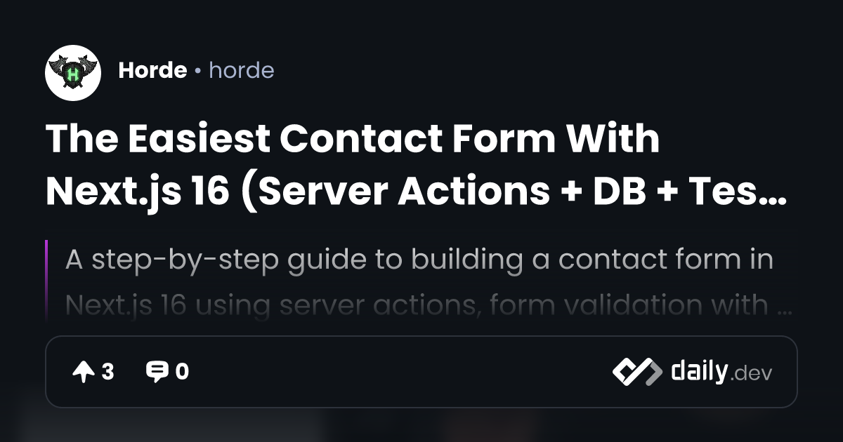 The Easiest Contact Form With Next.js 16 (Server Actions...