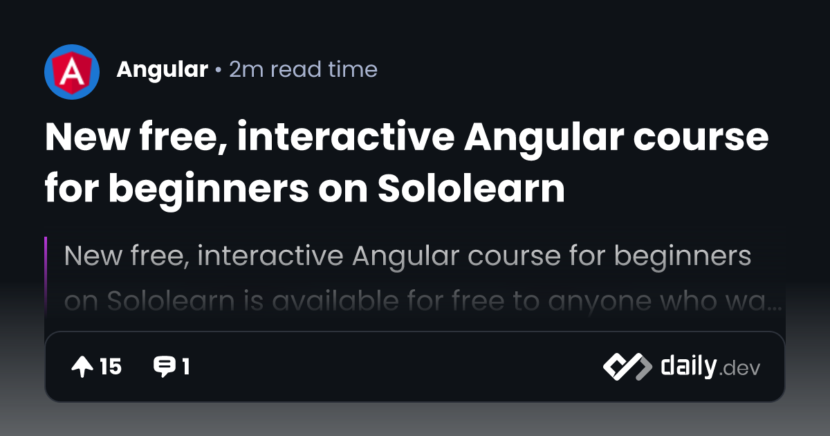 New free, interactive Angular course for beginners on...