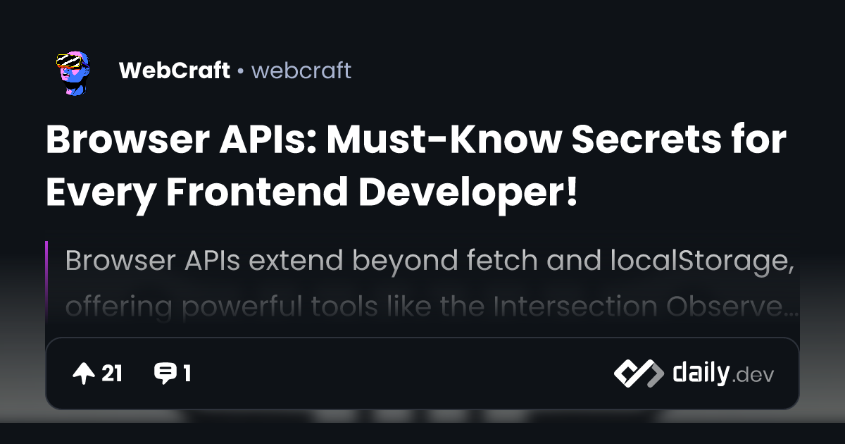 Browser APIs: Must-Know Secrets for Every Frontend...