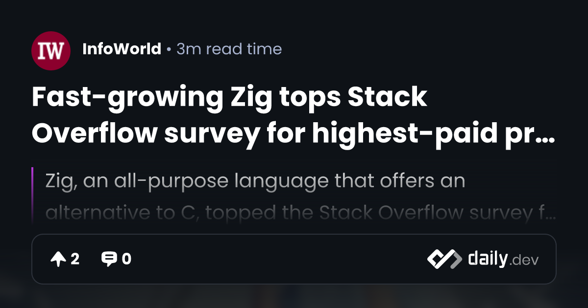 Fast-growing Zig tops Stack Overflow survey for highest-paid ...