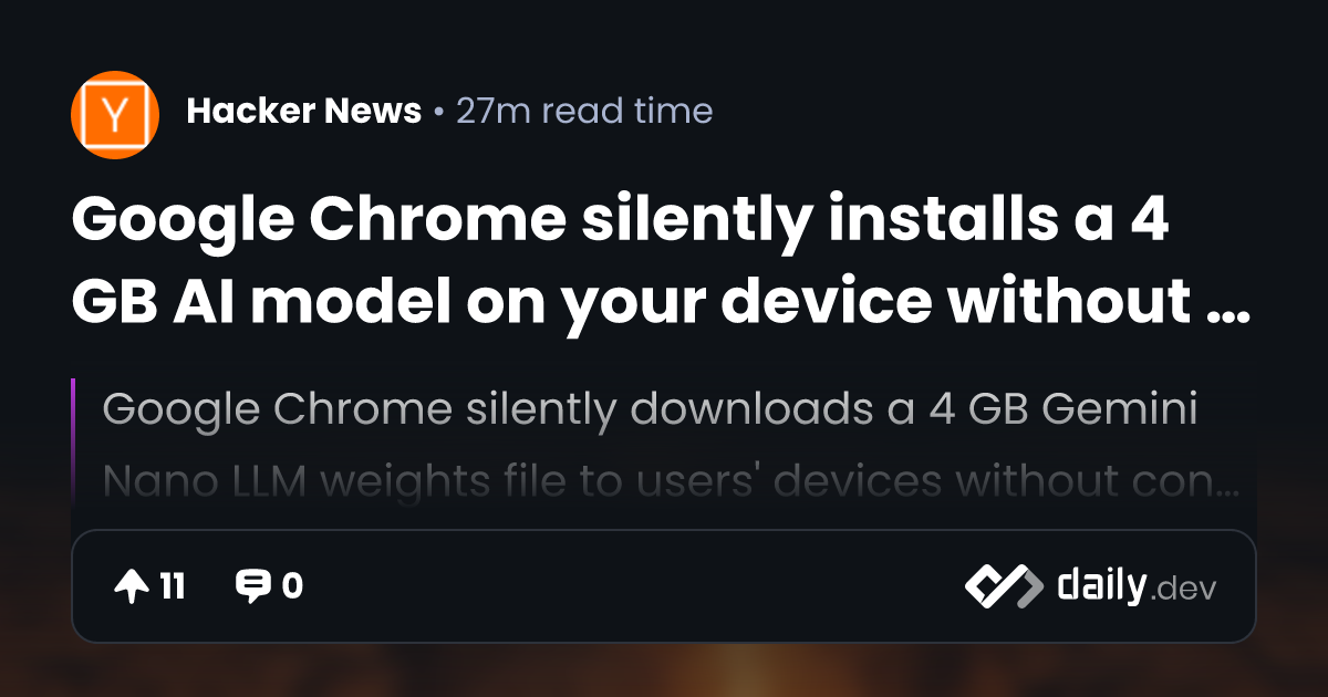 Google Chrome silently installs a 4 GB AI model on your...