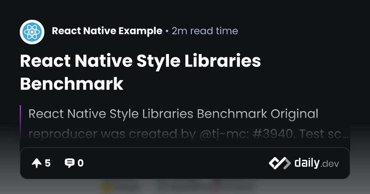 React Native Style Libraries Benchmark | daily.dev