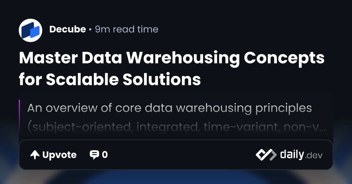 Master Data Warehousing Concepts for Scalable Solutions