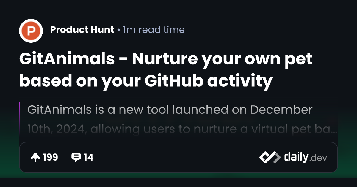 GitAnimals - Nurture your own pet based on your GitHub...