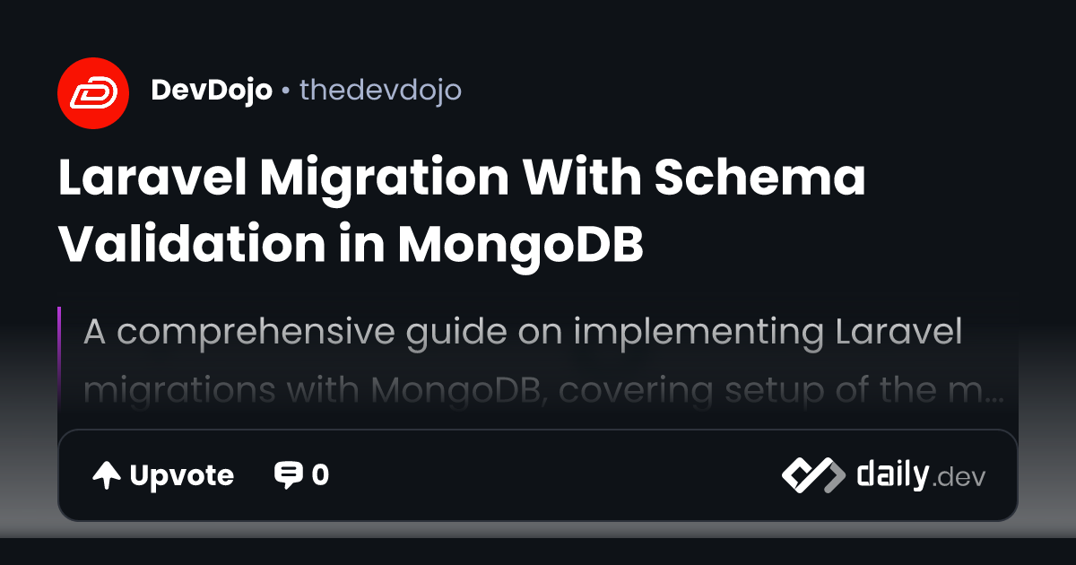 Laravel Migration With Schema Validation in MongoDB