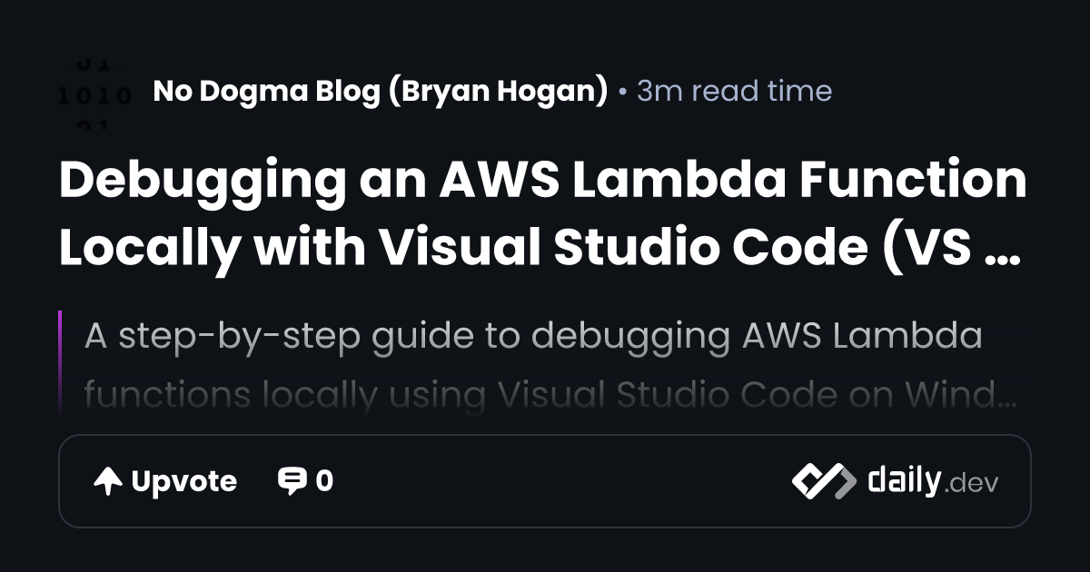 Debugging an AWS Lambda Function Locally with Visual...