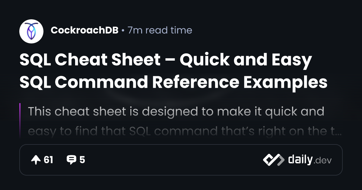 SQL Cheat Sheet – Quick and Easy SQL Command Reference...