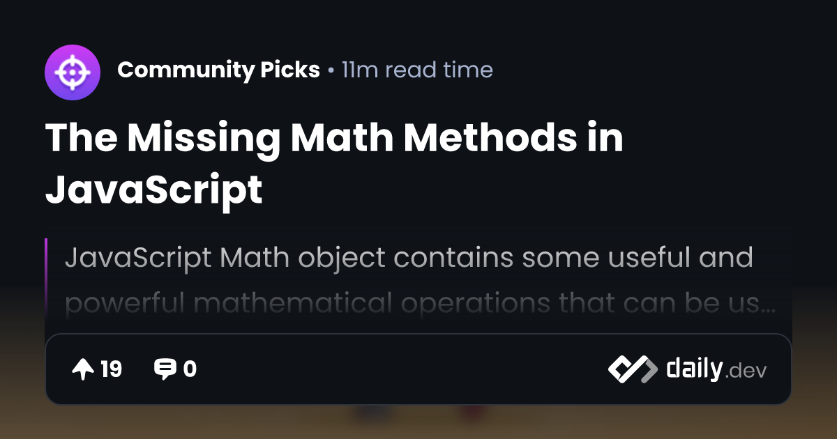The Missing Math Methods in JavaScript | daily.dev