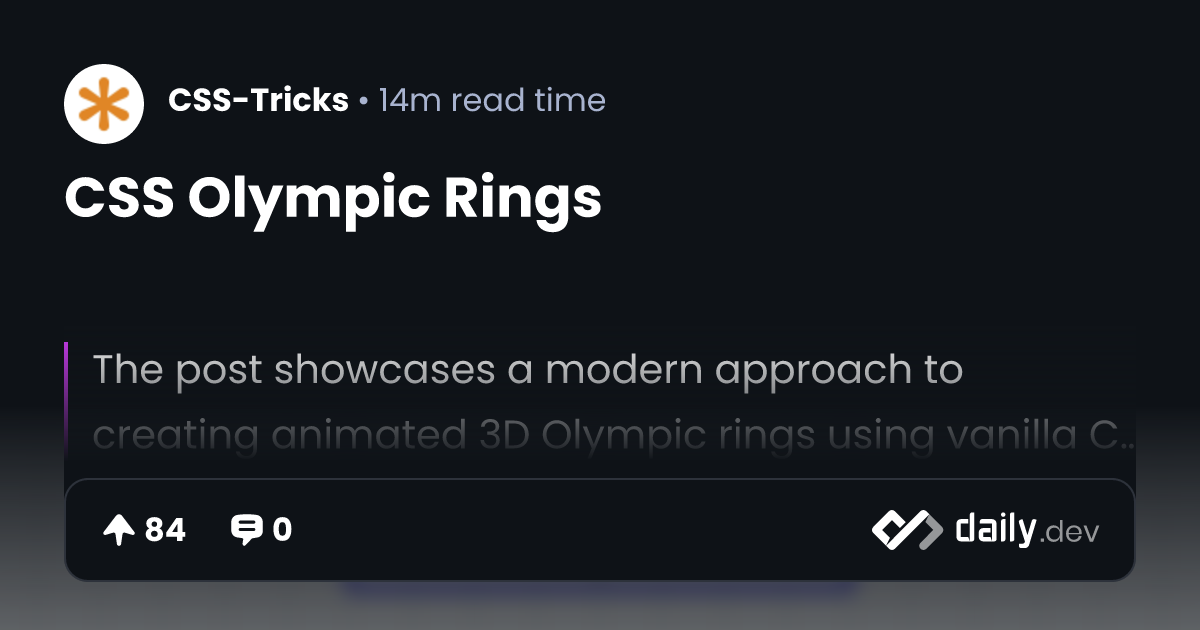 CSS Olympic Rings | daily.dev
