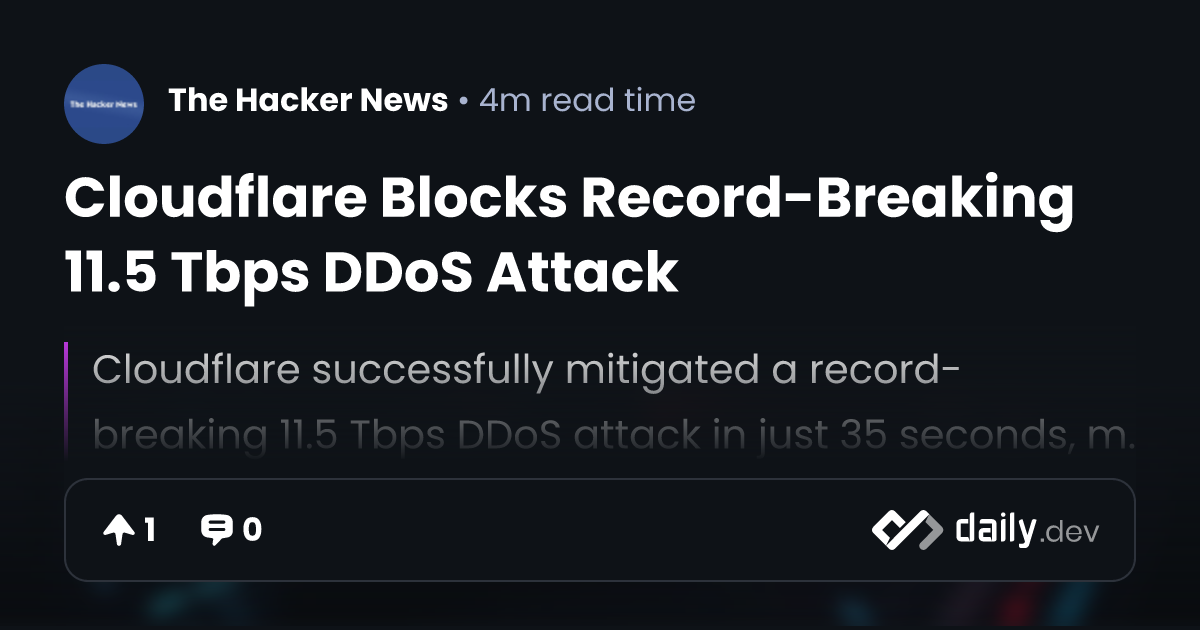 Cloudflare Blocks Record-Breaking 11.5 Tbps DDoS Attack