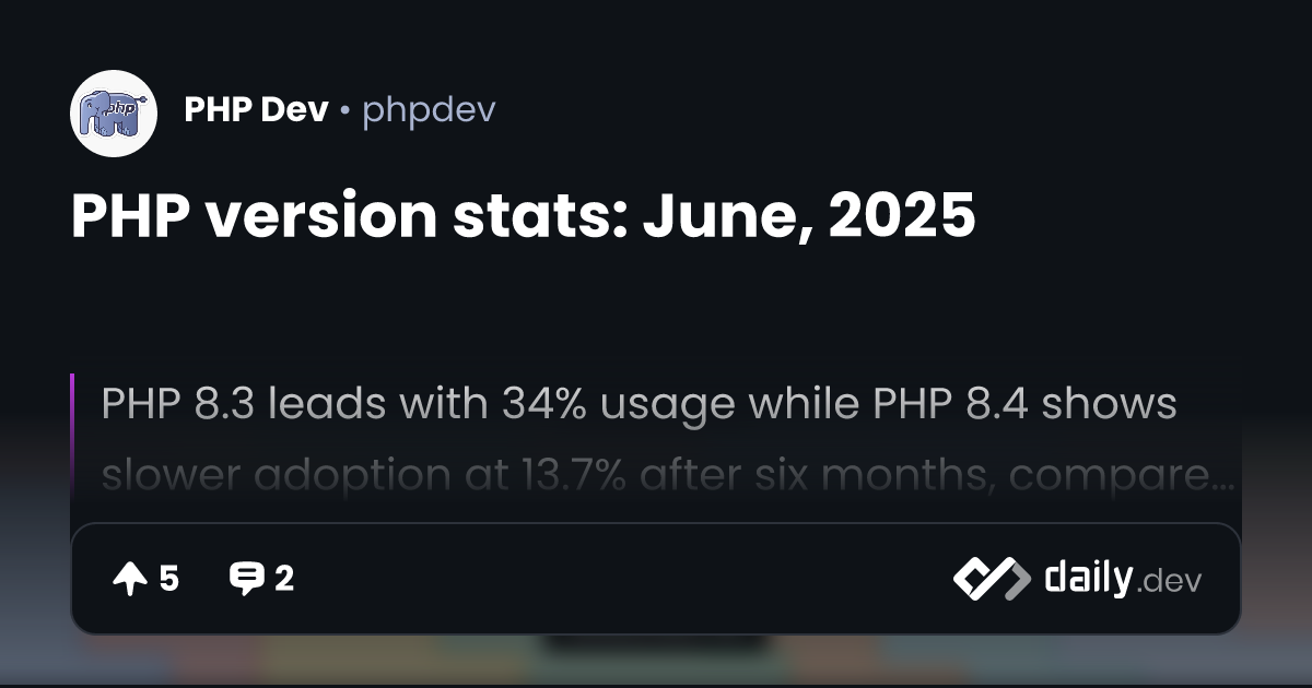 PHP version stats: June, 2025 | daily.dev