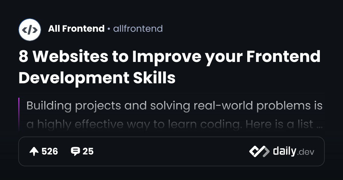 8 Websites to Improve your Frontend Development Skills