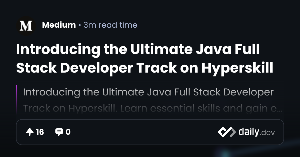 Introducing the Ultimate Java Full Stack Developer Track...