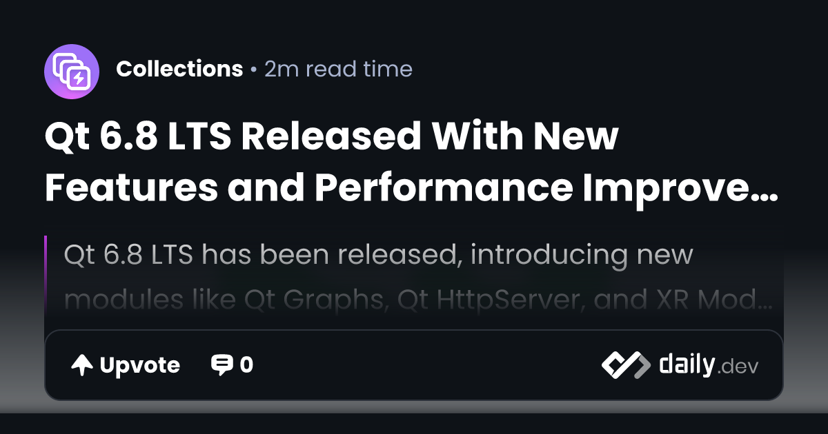 Qt 6.8 LTS Released With New Features and Performance...