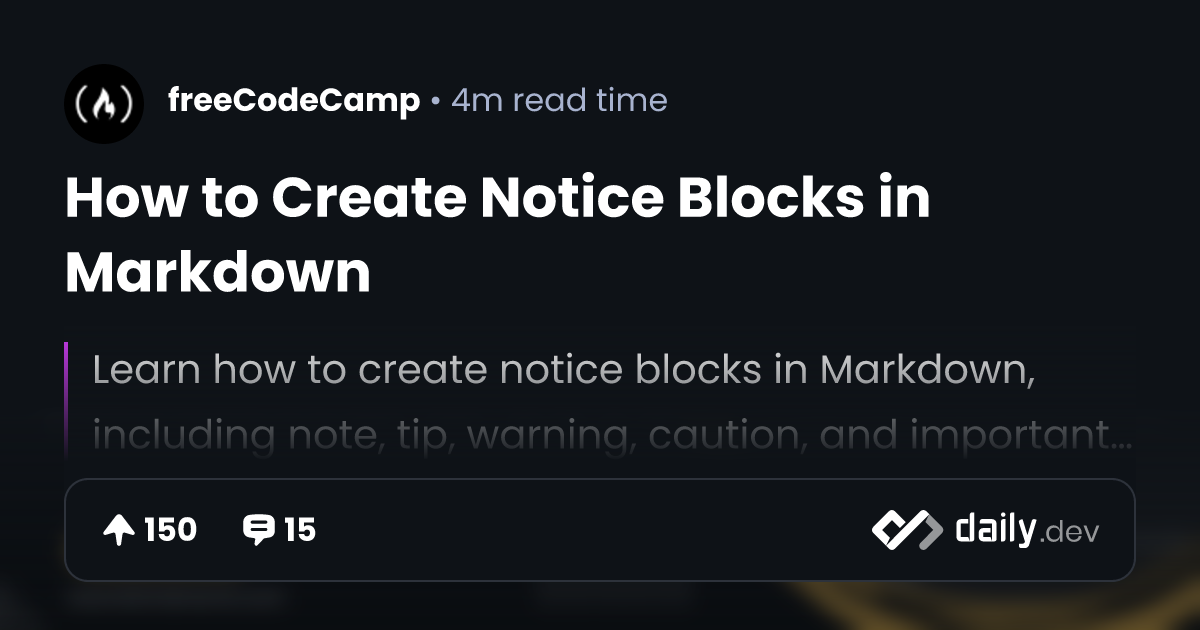 How to Create Notice Blocks in Markdown | daily.dev