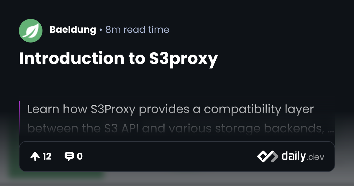 Introduction to S3proxy | daily.dev