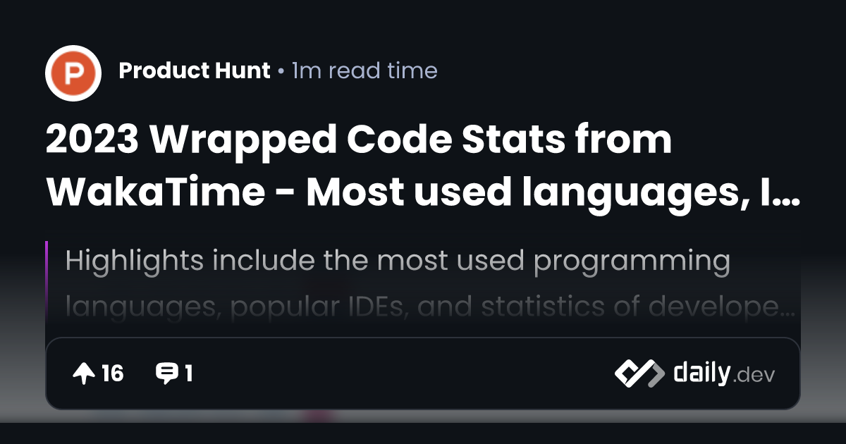 2023 Wrapped Code Stats from WakaTime - Most used languages, IDEs, and ...