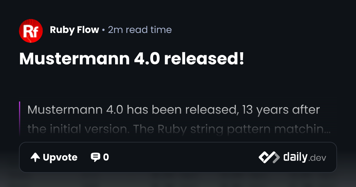 Mustermann 4.0 released! | daily.dev