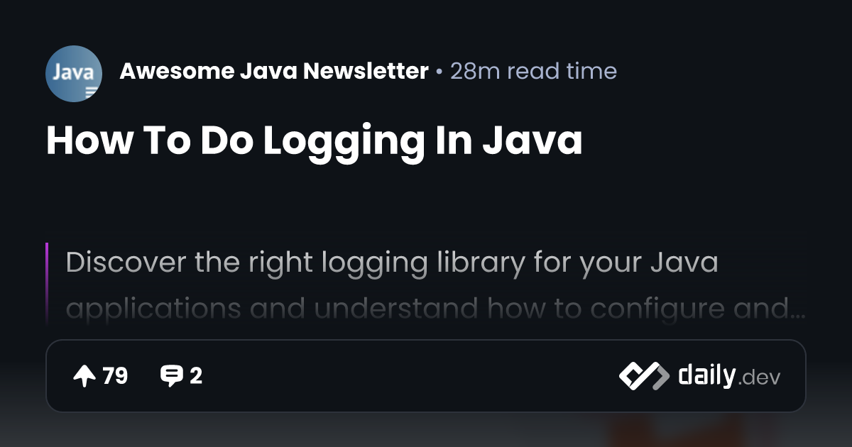 How To Do Logging In Java | daily.dev