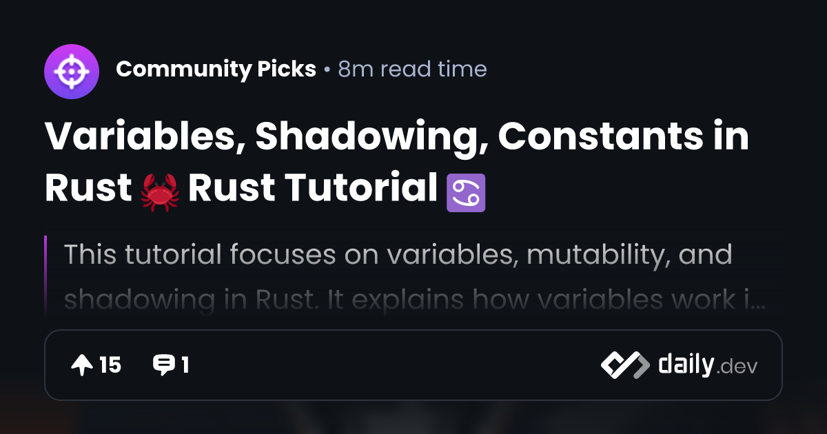 Variables, Shadowing, Constants in Rust 🦀 Rust Tutorial ♋
