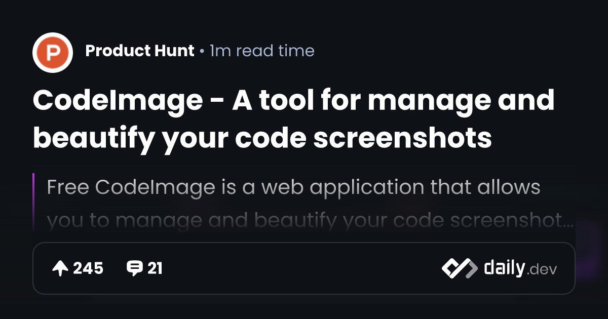 CodeImage - A tool for manage and beautify your code screenshots ...