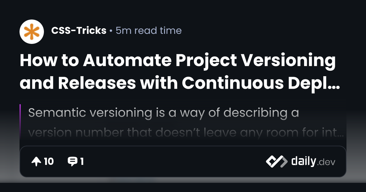 How to Automate Project Versioning and Releases with...
