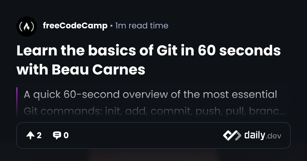 Learn the basics of Git in 60 seconds with Beau Carnes
