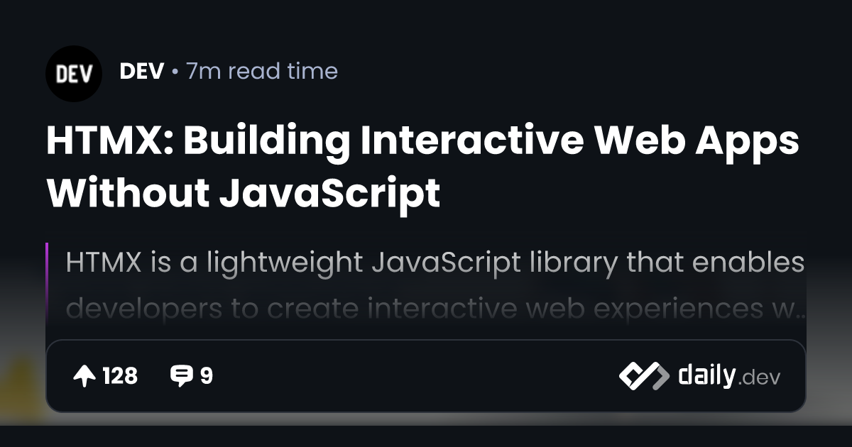 HTMX: Building Interactive Web Apps Without JavaScript