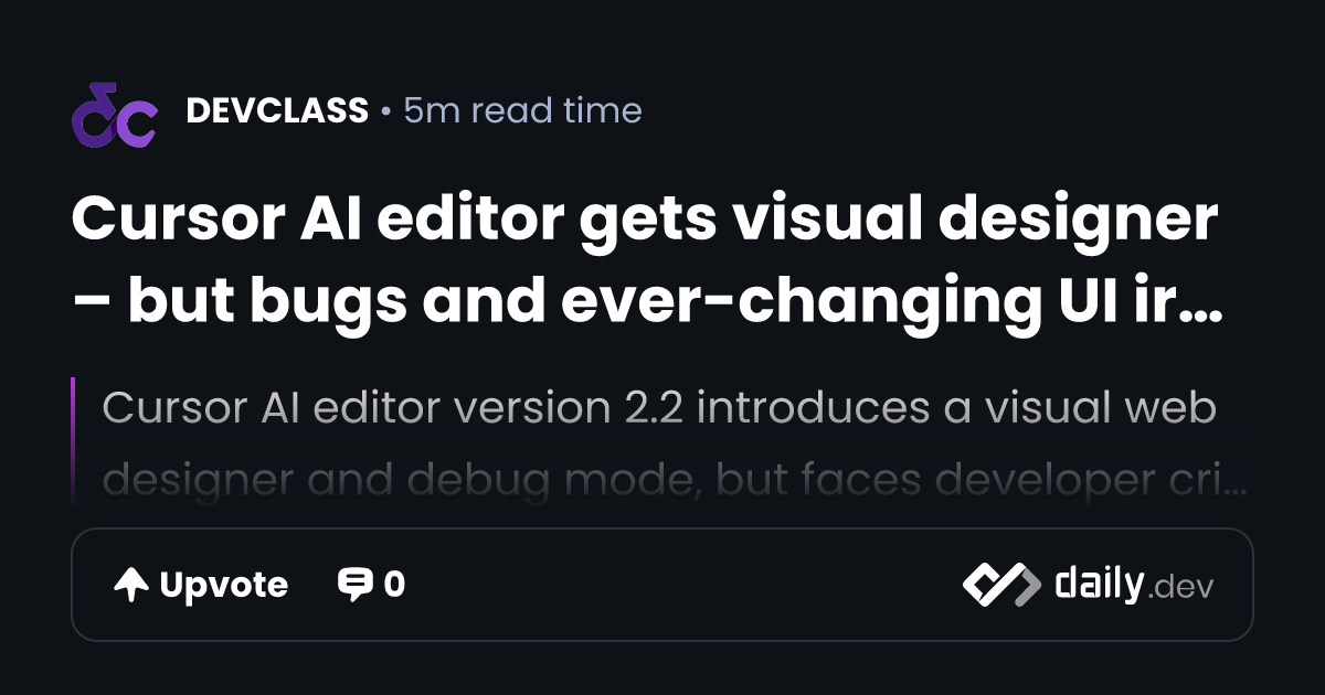 Cursor AI editor gets visual designer – but bugs and...