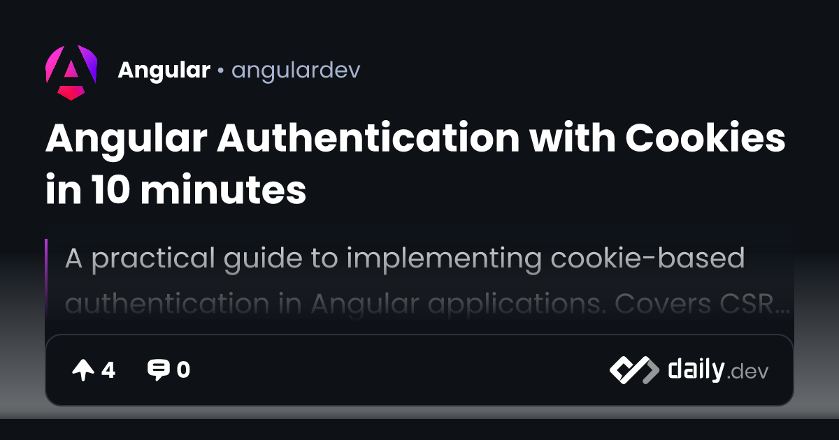 Angular Authentication with Cookies in 10 minutes