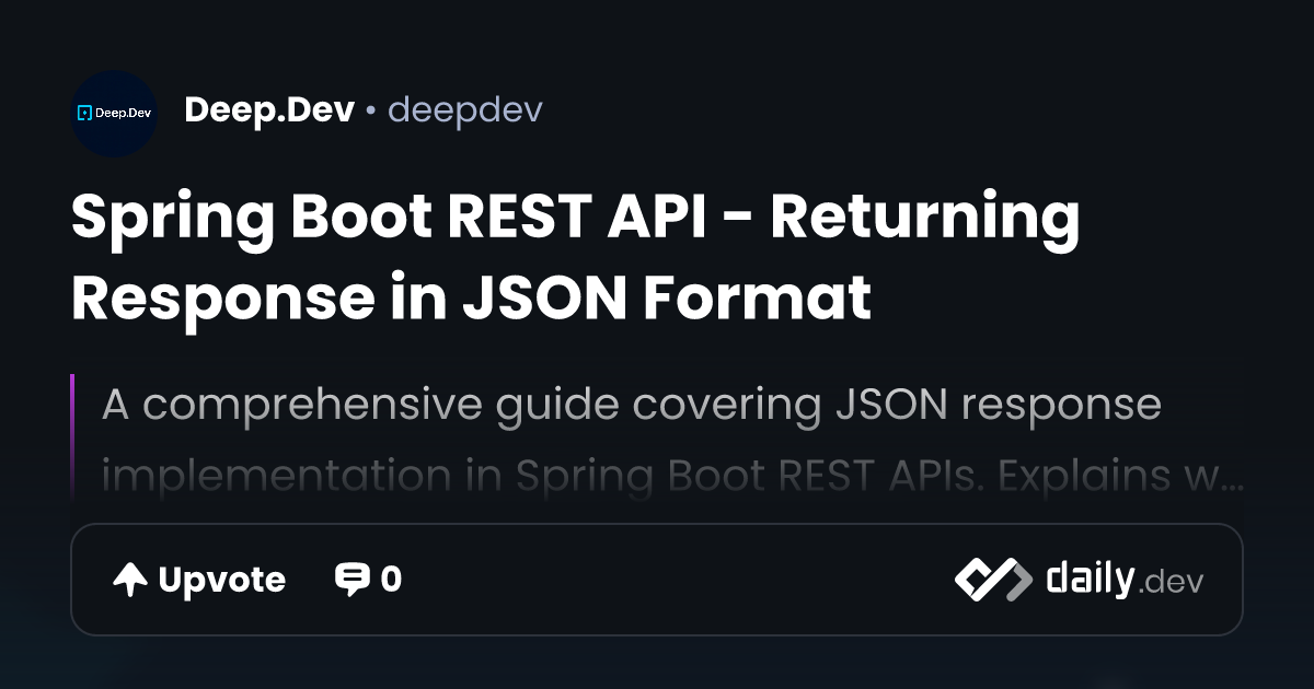 Spring Boot REST API - Returning Response in JSON Format