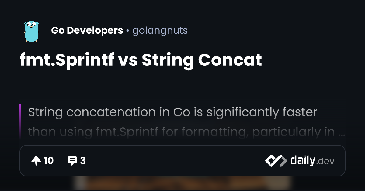 fmt.Sprintf vs String Concat | daily.dev