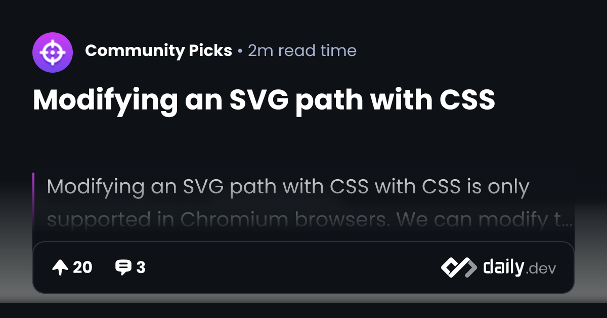 Modifying an SVG path with CSS | daily.dev