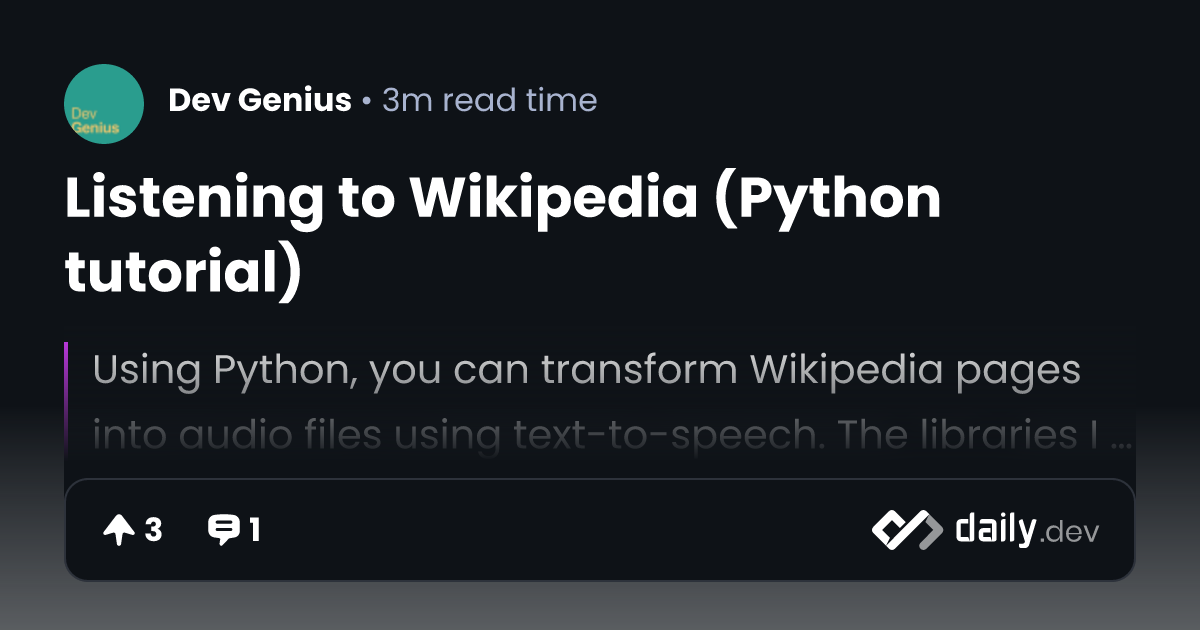 Listening to Wikipedia (Python tutorial) | daily.dev
