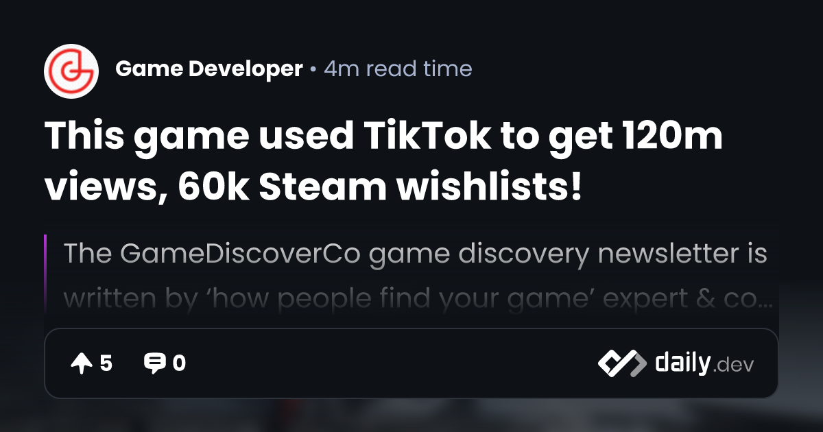 This game used TikTok to get 120m views, 60k Steam wishlists!