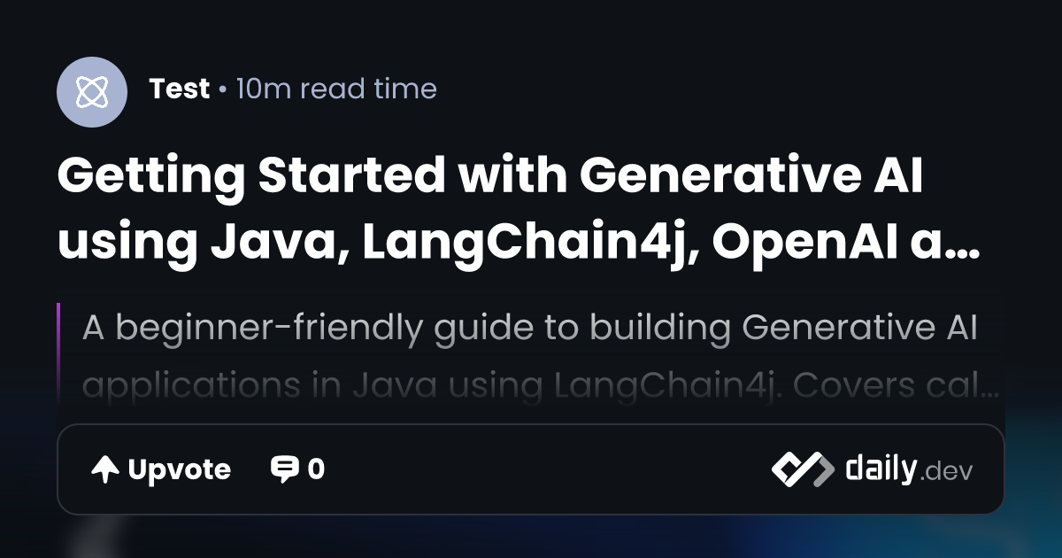 Getting Started with Generative AI using Java,...