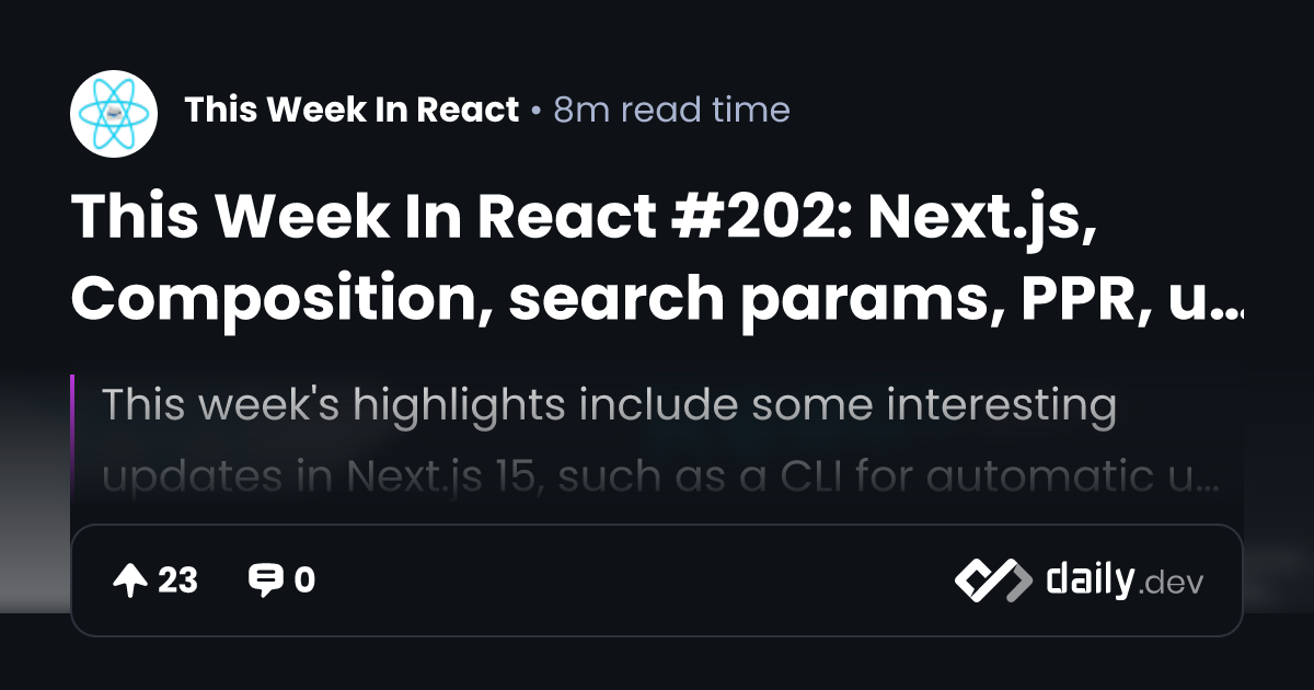 This Week In React #202: Next.js, Composition, search...